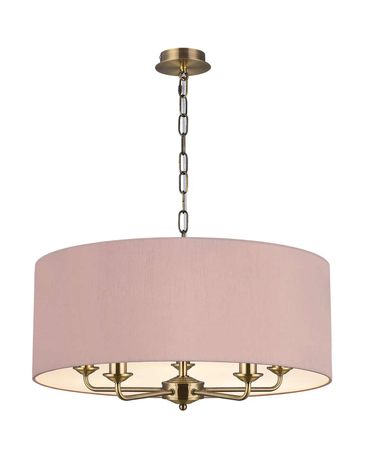 DK0664  Banyan 60cm 5 Light Pendant Antique Brass; Taupe/Halo Gold